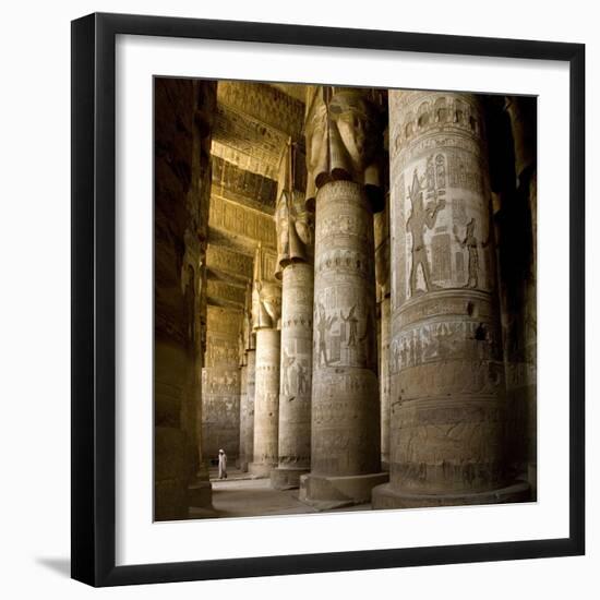 The Outer Hypostyle Hall in the Temple of Hathor, Dendera Necropolis, Qena-Tony Waltham-Framed Photographic Print