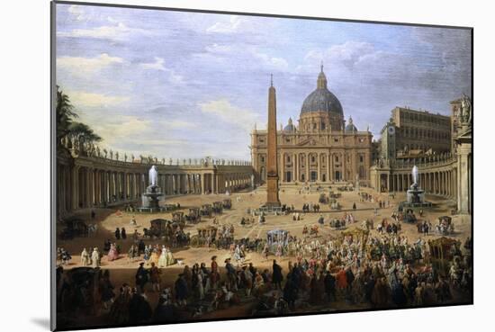 The Output of the Duke of Choiseul (1719-1785) of St. Peter's Square in Rome-Giovanni Paolo Pannini-Mounted Giclee Print