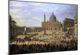 The Output of the Duke of Choiseul (1719-1785) of St. Peter's Square in Rome-Giovanni Paolo Pannini-Mounted Giclee Print