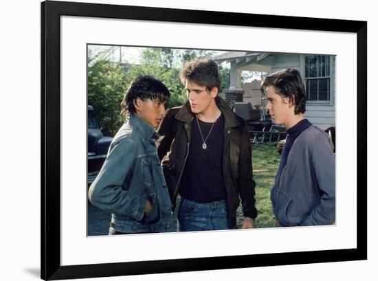 THE OUTSIDERS, 1982 directed by FRANCIS FORD COPPOLA Ralph Macchio, Matt Dillon andThomas C. Howell-null-Framed Photo