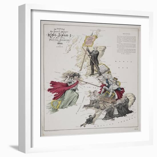 The Overthrow of His Imperial Majesty King Jingo I, A Map of the Political Situation in 1880-Frederick W Rose-Framed Giclee Print