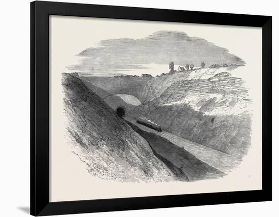 The Oxford and Birmingham Railway: Cutting at Harbury, 1852-null-Framed Giclee Print