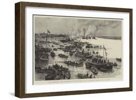 The Oxford and Cambridge Boat-Race, Off Chiswick, Here They Come!-Charles William Wyllie-Framed Giclee Print