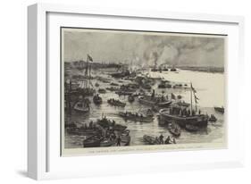 The Oxford and Cambridge Boat-Race, Off Chiswick, Here They Come!-Charles William Wyllie-Framed Giclee Print