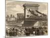 The Oxford and Cambridge Boat Race: Scene at Hammersmith Bridge-null-Mounted Art Print