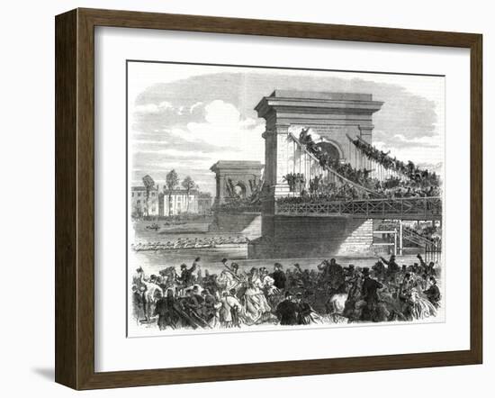 The Oxford and Cambridge Boat Race, Scene at Hammersmith Bridge-null-Framed Giclee Print