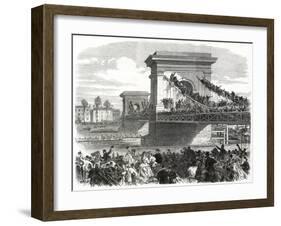 The Oxford and Cambridge Boat Race, Scene at Hammersmith Bridge-null-Framed Giclee Print