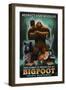 The Pacific Northwest - Respect Our Wildlife - Bigfoot-Lantern Press-Framed Art Print