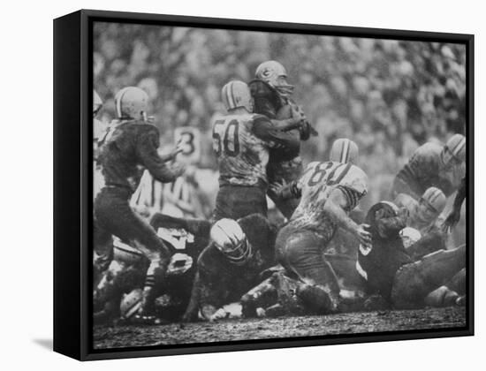 The Packers in Light Jerseys, and the Browns in the Dark-Art Rickerby-Framed Stretched Canvas