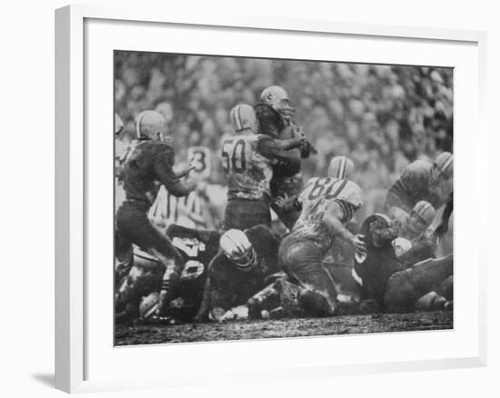 The Packers in Light Jerseys, and the Browns in the Dark-Art Rickerby-Framed Premium Photographic Print