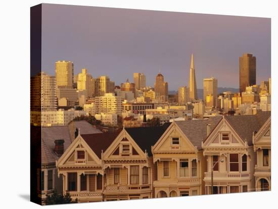 The 'Painted Ladies', Victorian Houses on Alamo Square, San Francisco, California, USA-Roy Rainford-Stretched Canvas