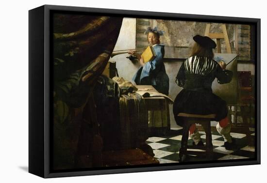 The Painter and His Model as Klio-Johannes Vermeer-Framed Stretched Canvas