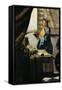 The Painter and His Model as Klio-Johannes Vermeer-Framed Stretched Canvas