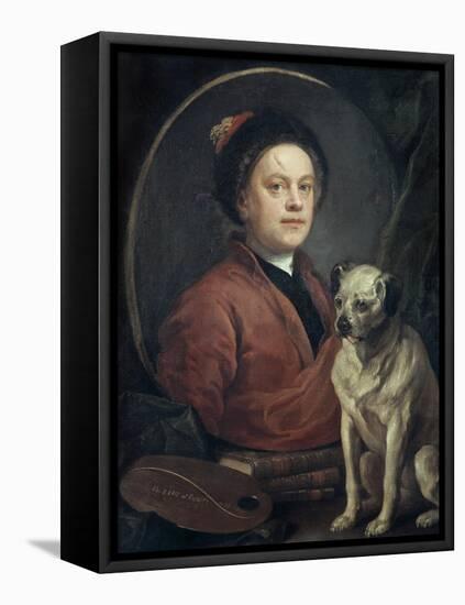 The Painter and His Pug , 1745-William Hogarth-Framed Stretched Canvas