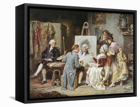 The Painter and President Washington-Jean Leon Gerome Ferris-Framed Stretched Canvas