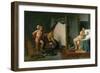 The Painter Apelles, Alexander the Great and Campaspe-Jacques-Louis David-Framed Giclee Print