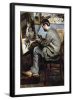 The Painter In The Studio of Bazille-Pierre-Auguste Renoir-Framed Art Print