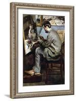 The Painter In The Studio of Bazille-Pierre-Auguste Renoir-Framed Art Print