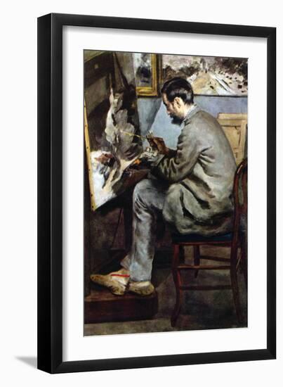 The Painter In The Studio of Bazille-Pierre-Auguste Renoir-Framed Art Print