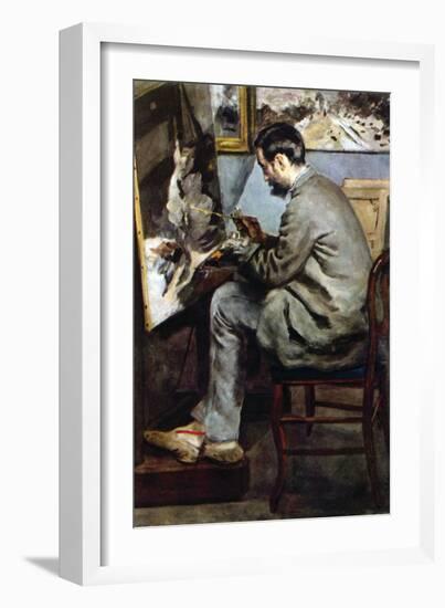 The Painter In The Studio of Bazille-Pierre-Auguste Renoir-Framed Art Print