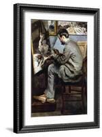 The Painter In The Studio of Bazille-Pierre-Auguste Renoir-Framed Art Print