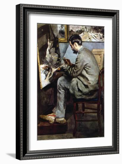 The Painter In The Studio of Bazille-Pierre-Auguste Renoir-Framed Art Print