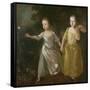 The Painter's Daughters Chasing a Butterfly, C.1759-Thomas Gainsborough-Framed Stretched Canvas