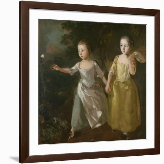 The Painter's Daughters Chasing a Butterfly, C.1759-Thomas Gainsborough-Framed Giclee Print