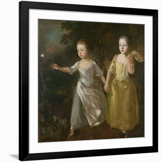 The Painter's Daughters Chasing a Butterfly, C.1759-Thomas Gainsborough-Framed Giclee Print