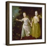 The Painter's Daughters Chasing a Butterfly. Probably About 1756-Thomas Gainsborough-Framed Giclee Print