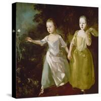 The Painter's Daughters Chasing a Butterfly. Probably About 1756-Thomas Gainsborough-Stretched Canvas