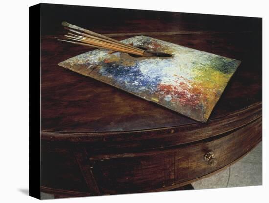The Painter's Palette Used in His Workshop at the Maloja Pass, Switzerland-Giovanni Segantini-Stretched Canvas