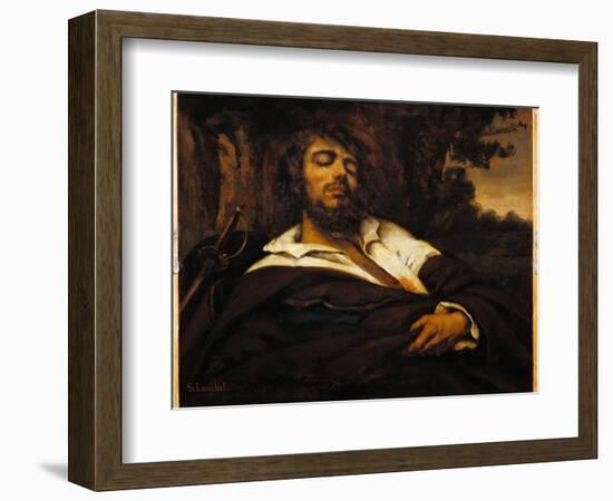 The Painter's Self-Portrait Wounds. (Oil on Canvas, 1866)-Gustave Courbet-Framed Giclee Print