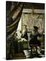 The painter (Vermeers self-portrait) and his model as Klio.-Johannes Vermeer-Stretched Canvas
