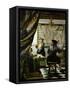 The painter (Vermeers self-portrait) and his model as Klio.-Johannes Vermeer-Framed Stretched Canvas
