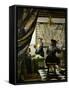 The painter (Vermeers self-portrait) and his model as Klio.-Johannes Vermeer-Framed Stretched Canvas