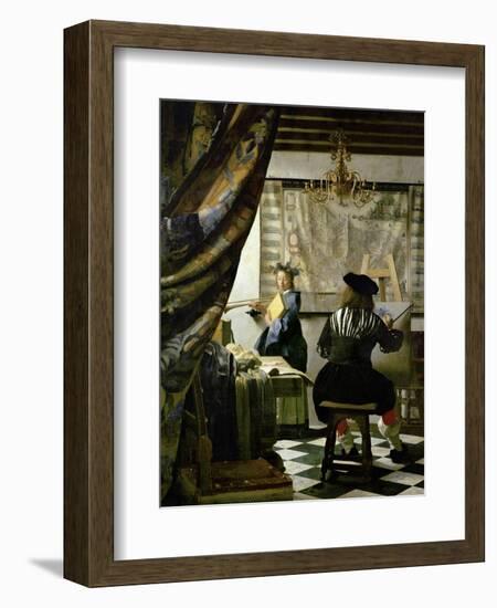 The painter (Vermeers self-portrait) and his model as Klio.-Johannes Vermeer-Framed Giclee Print