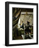 The painter (Vermeers self-portrait) and his model as Klio.-Johannes Vermeer-Framed Giclee Print