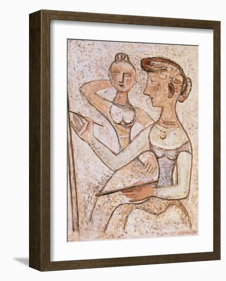 The Painter (With a Model)-Massimo Campigli-Framed Giclee Print