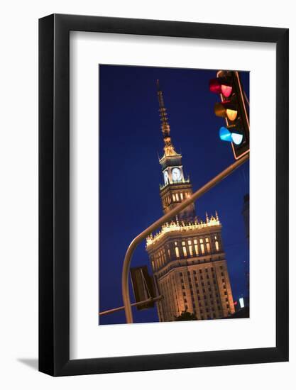 The Palace of Culture and Science at Night-Jon Hicks-Framed Photographic Print