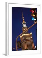 The Palace of Culture and Science at Night-Jon Hicks-Framed Photographic Print