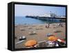 The Palace Pier and Beach, Brighton, Sussex, England, United Kingdom-Roy Rainford-Framed Stretched Canvas