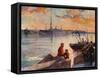 The Palace Quay of the Neva-Frederic De Haenen-Framed Stretched Canvas