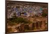 The Palace Walls of Mehrangarh Fort Towering over the Blue Rooftops in Jodhpur, the Blue City-Laura Grier-Framed Photographic Print