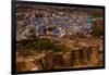 The Palace Walls of Mehrangarh Fort Towering over the Blue Rooftops in Jodhpur, the Blue City-Laura Grier-Framed Photographic Print