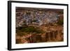 The Palace Walls of Mehrangarh Fort Towering over the Blue Rooftops in Jodhpur, the Blue City-Laura Grier-Framed Photographic Print