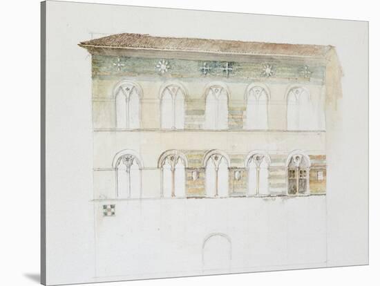 The Palazzo Gambacorti, Pisa, 27 - 30 April 1872 (Watercolour over Graphite on Wove Paper)-John Ruskin-Stretched Canvas