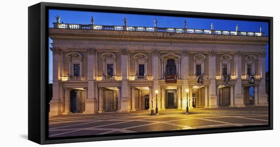 The Palazzo Nuovo of the Capitoline Museums, on the Piazza Del Campidoglio at Night, Rome-Cahir Davitt-Framed Stretched Canvas