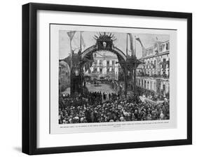 The Panama Canal - M. De Lesseps, on His Arrival at Panama, Receiving a Floral Crown under the Triu-null-Framed Giclee Print