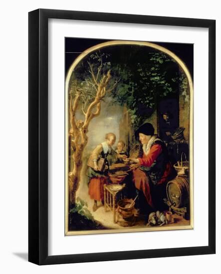 The Pancake Seller, 1650-55 (Oil on Panel)-Gerrit or Gerard Dou-Framed Giclee Print